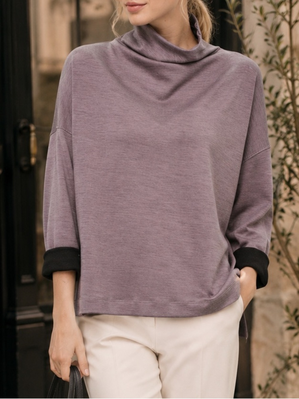 Lululemon Principal Dancer Merino Wool Funnel Neck Sweater Lunar Rock Size 6